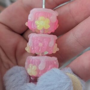 Pink and Yellow Cake Bead Charm